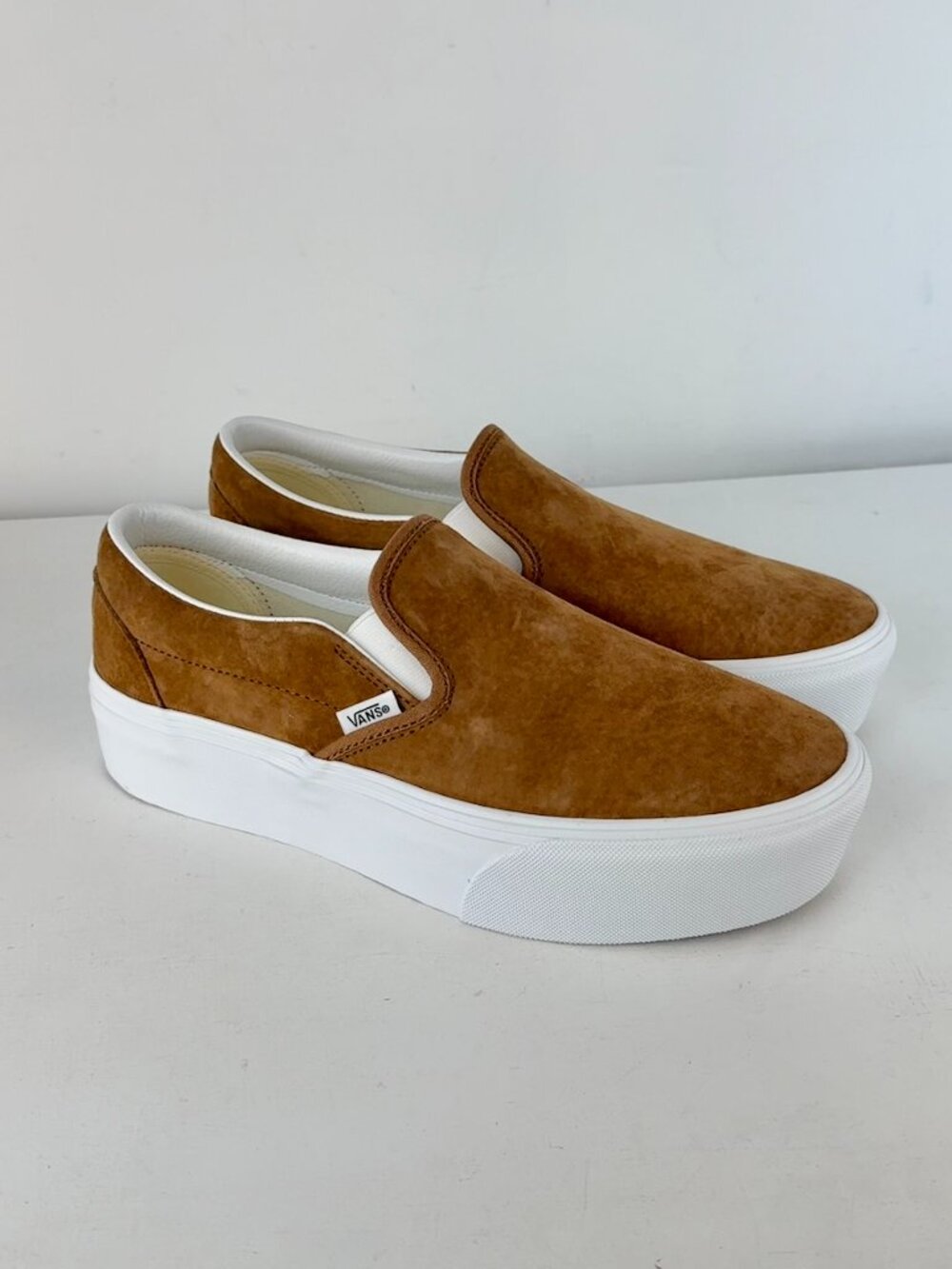 M8.5, W10 - Vans Classic Slip-On Platform Shoe in Chipmunk Brown - 721356